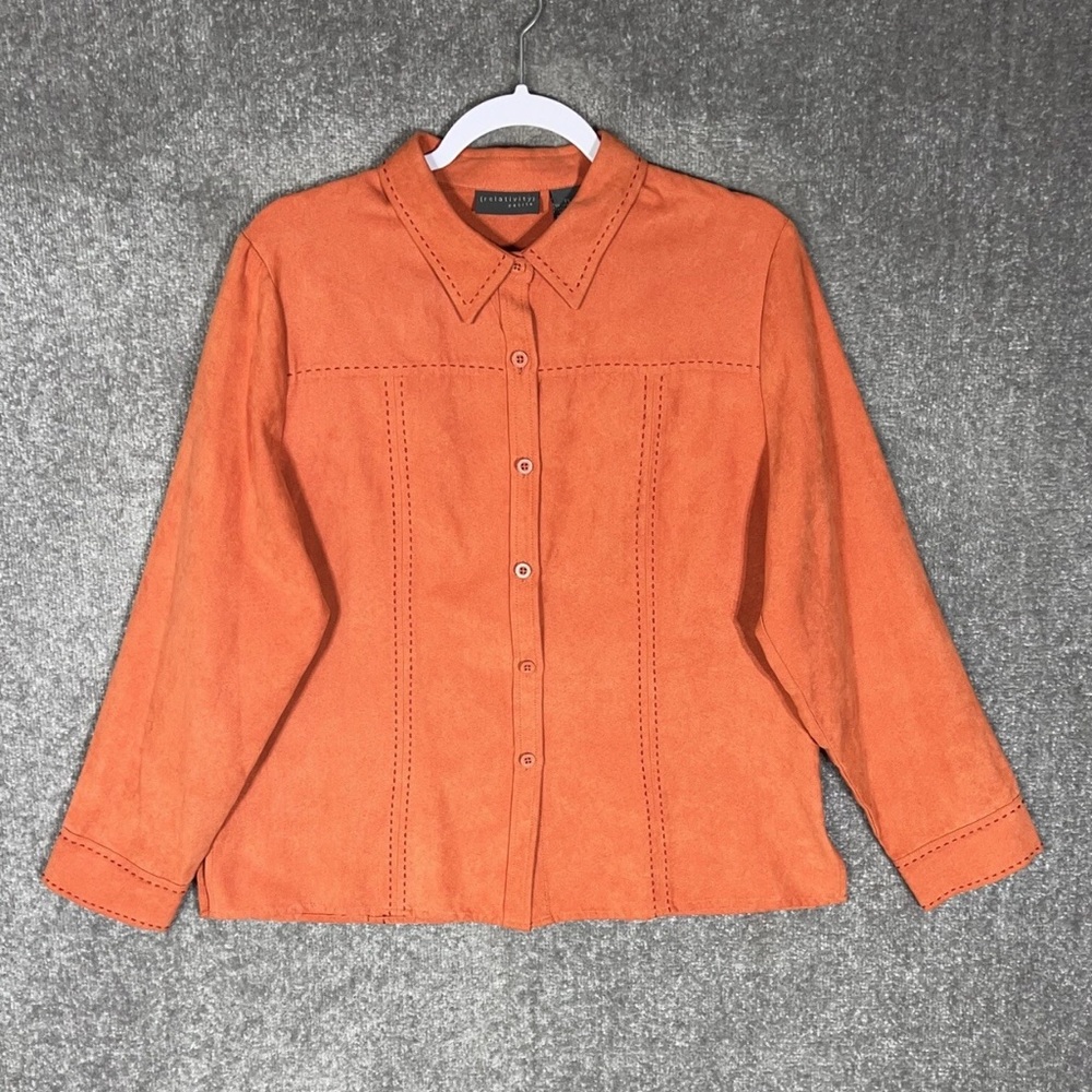 Relativity Woman Faux Suede Button Down - NWT - 1X